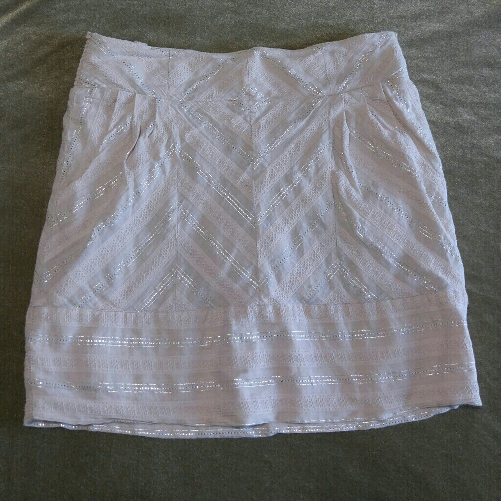 Dusty Rose and Silver Embroidered Mini Skirt